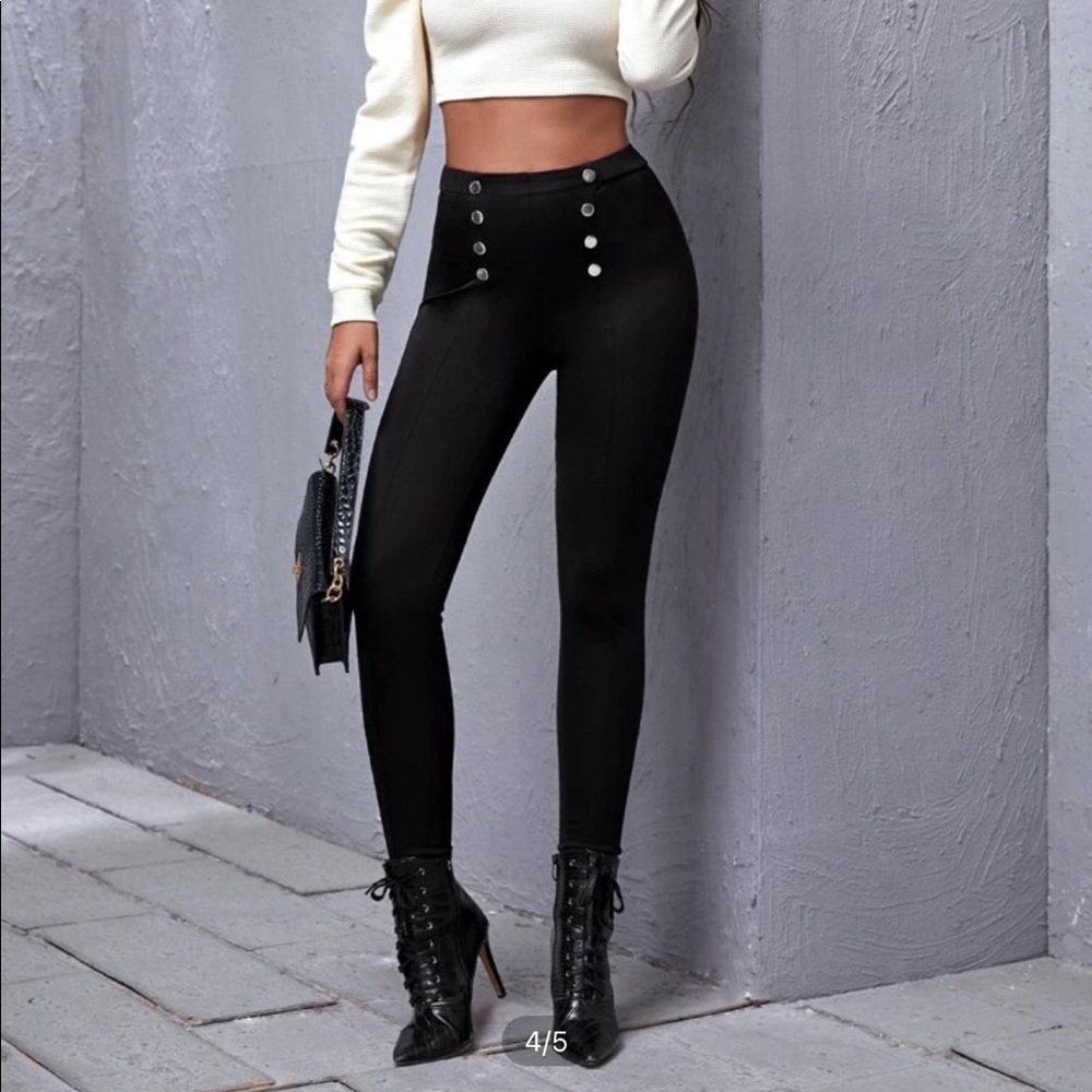 High Waist, Double Button Dress Pants/Leggings